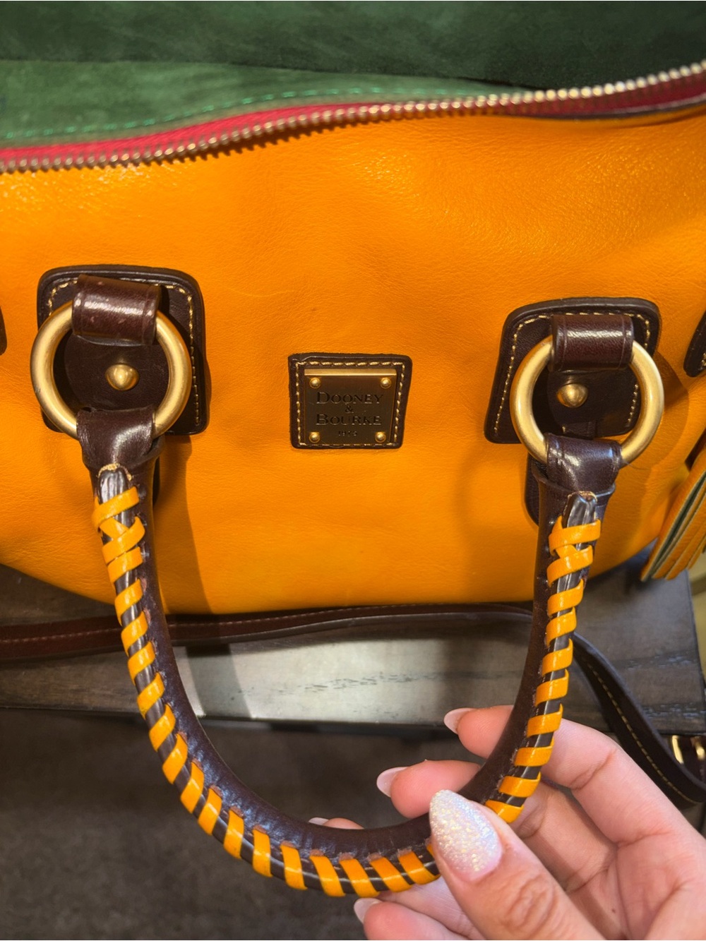 Dooney and Bourke Florentine Stanwich Satchel - Yellow & Brown - Picture 11 of 13